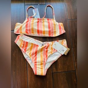 NWT Billabong Kids' Step Aside Stripe Two-Piece Swimsuit size 14